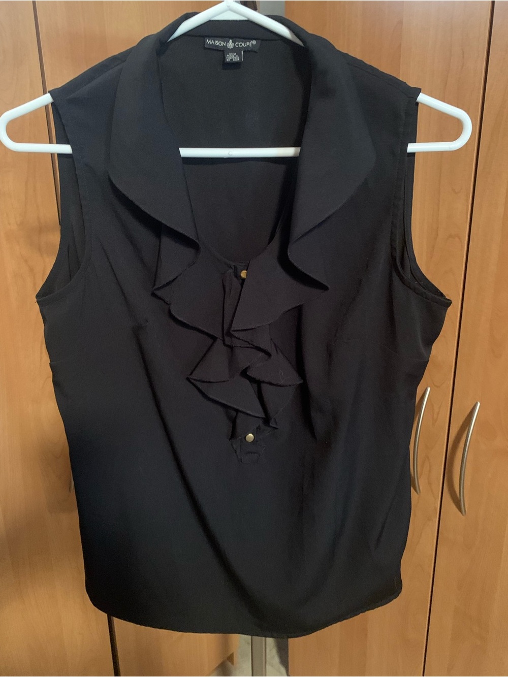Black Ruffle-Front Sleeveless Camisole